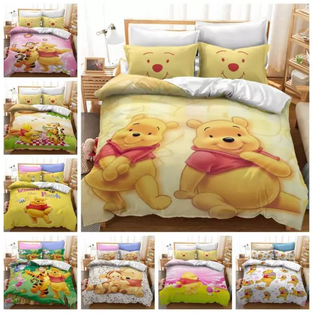 Winnie The Pooh Doona Quilt Duvet Cover Set AU Single Double Queen Size Kids Bed