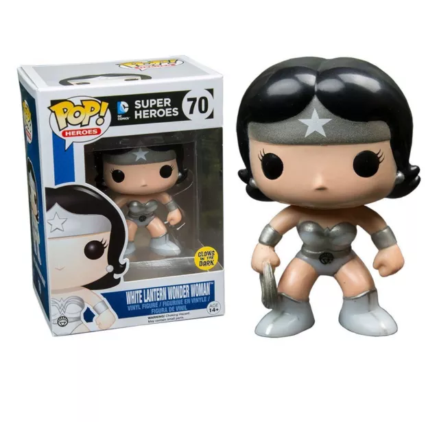 Exclusivo Dc Comics Brillo Blanco Linterna Wonder Woman 9.5cm Pop Vinyl Figura