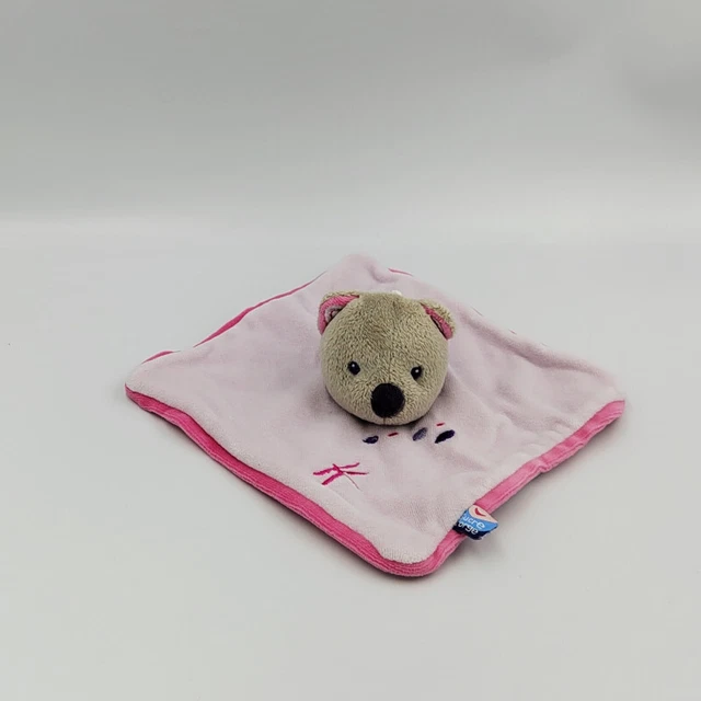 Doudou plat carré ours rose violet SUCRE D'ORGE - 29828