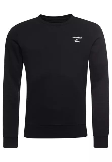 Superdry Sweatshirt Crew Neck Long Sleeve Pullover Training Core Sport Black