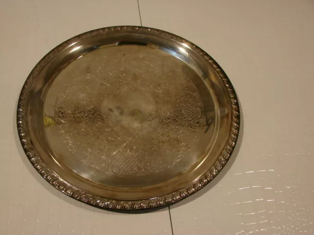 Beautiful Silverplate 12” Round Serving Tray