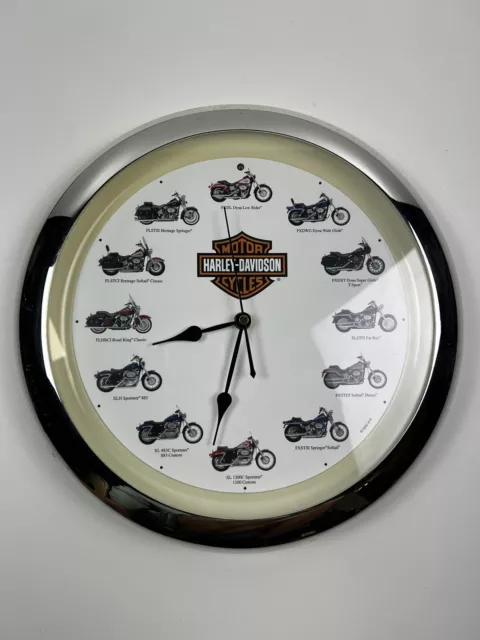 Harley Davidson Motorcycle Realistic Sounds Wall Clock 2002 Tested & Works