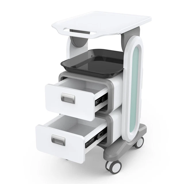 Mobile Trolley Cart for Ultrasound Hospital/Salon Trolley Storage Cart&2 Drawers