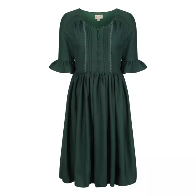 Lindy Bop Tea Dress  Francy May Emerald Green Rustic Cottagecore BNWT Size 8