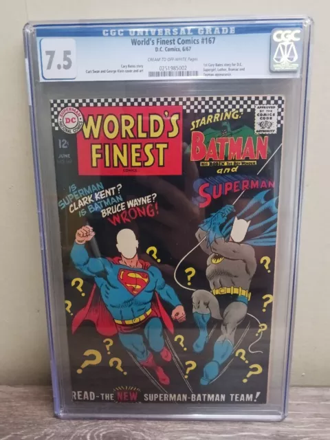 Worlds Finest # 167 CGC Graded 7.5 Superman And Batman!!!