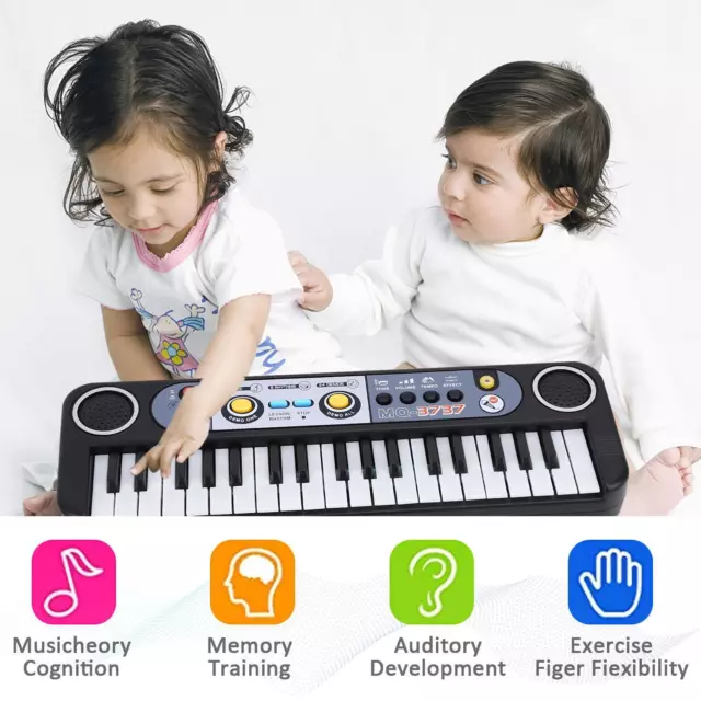 37 Keys Keyboard Learning Toys Smooth with Microphone for Children Holiday Gifts