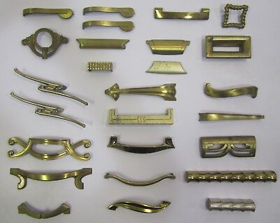 Lot of 26 Assorted Vtg MCM Brass Gold Tone Drawer Pulls For Restore Arts Crafts