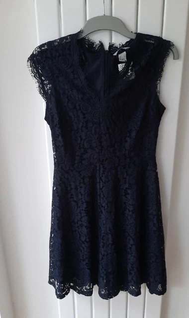 H&M Skater Dress - Dark Blue Lace Design - Small - BNWT - RRP £39.95