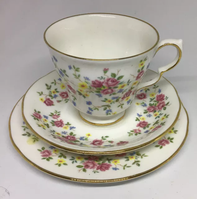 Queen Anne - Country bouquet -  Fine Bone China Trio Cup Saucer plate