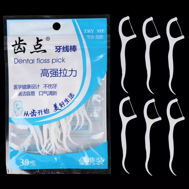 30pcs Portable Dental Flosser Teeth Sticks Oral Care Hygiene ToothpicFM