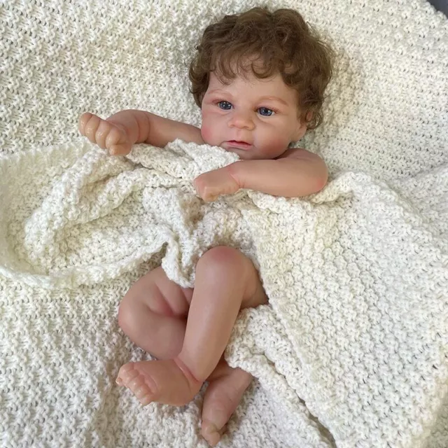 17in Already Painted Reborn Baby Doll Kit Rooted Hair Unassemble Doll Body Parts