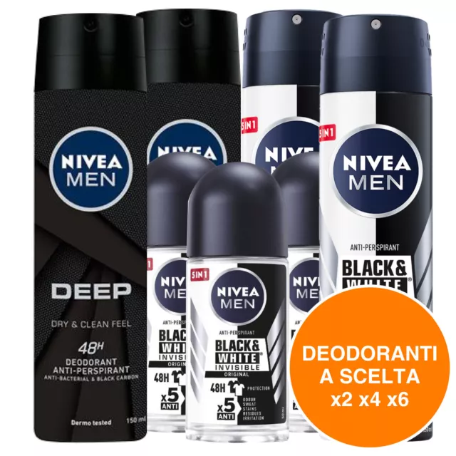 Deodorante Nivea Men Black and White Invisible e Deep Uomo a Scelta