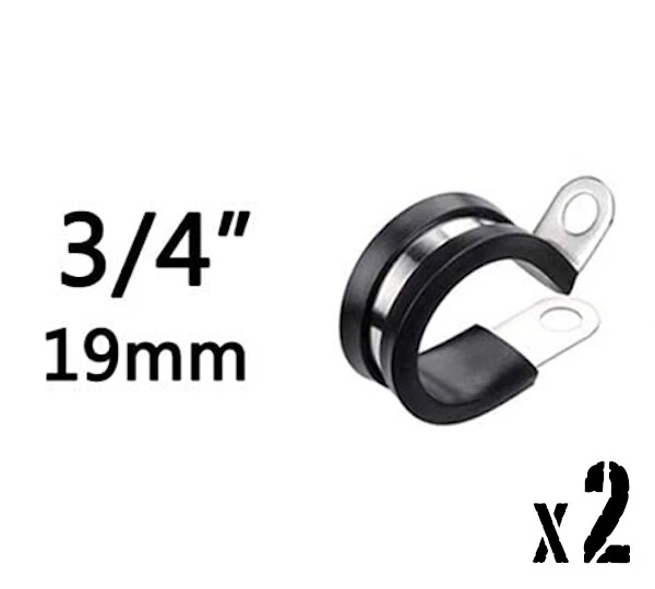 2x Collier de serrage inox caoutchouc - Clip fixation durite tuyau câblage 19mm