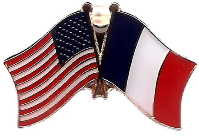 USA Américain France Amitié Drapeau Vélo Moto Chapeau Bonnet Revers Broche