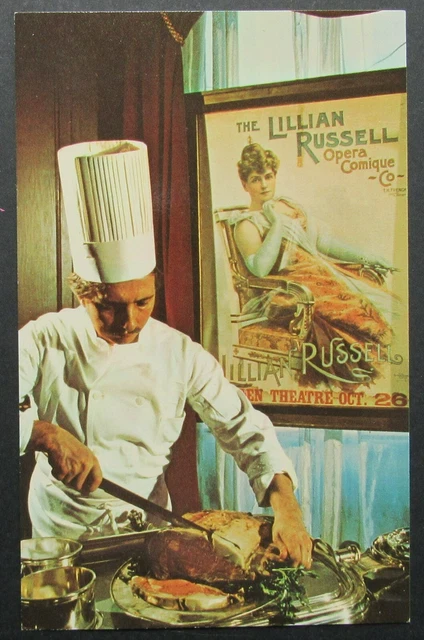 Chef Carving Beef Luchows Restaurant New York NY Vintage Postcard Unposted