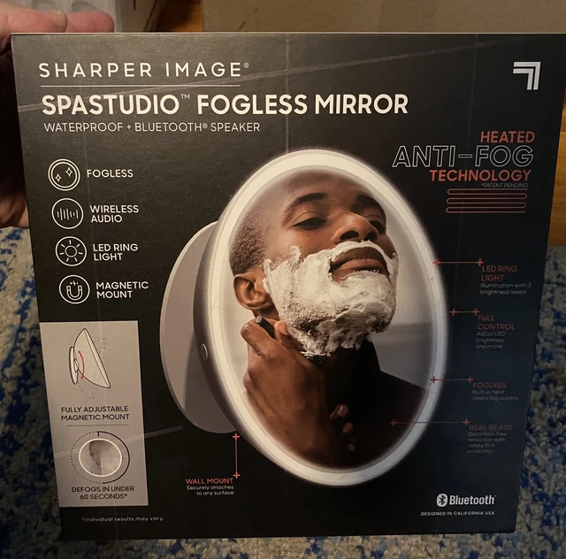 SHARPER IMAGE SPASTUDIO LED Fogless Shower Mirror u0026 Bluetooth Speaker NIB  $85.00 - PicClick