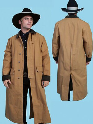 Men's Western Old West Cowboy Scully Long Duster Coat Black Brown Tan Cream Nwt