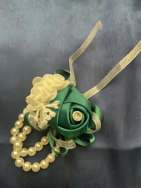 Wedding Flower Rose Wrist Corsage Wristlet Band Bracelet Men Boutonniere Set