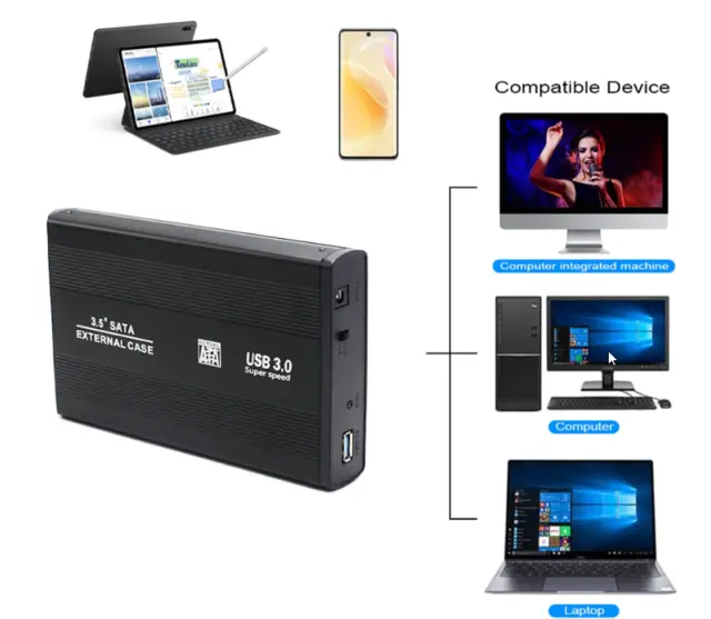 BOX x HARD DISK SATA 3,5" HDD USB 3.0 o 2.0 ESTERNO CASE HARDISK 3 5 alluminio