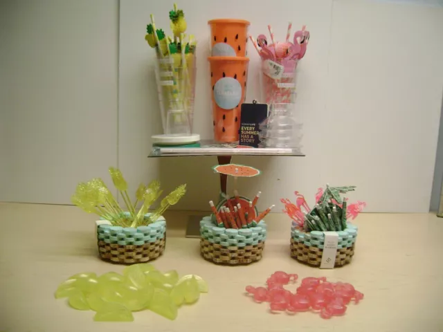 Sunny Life Flamingo Pineapple Watermelon & Cork Tropical Cocktail Party Mix Set