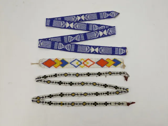 Vtg Lot Of 3 Native American Beaded Belts Sashes Bracelet Early-Mid 20th Century