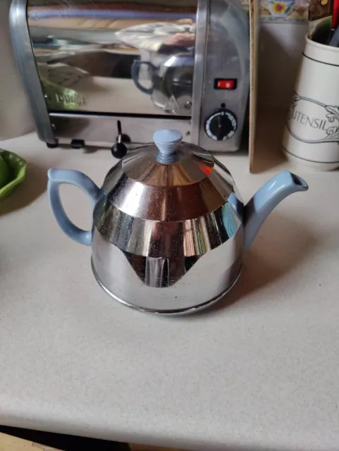 Everhot Teapot Blue With Metal Tea Cosy