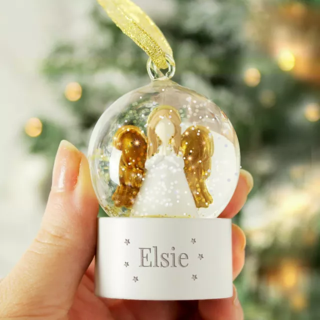 Globo da neve angelo glitter personalizzato decorazione albero di Natale - regalo di Natale 2