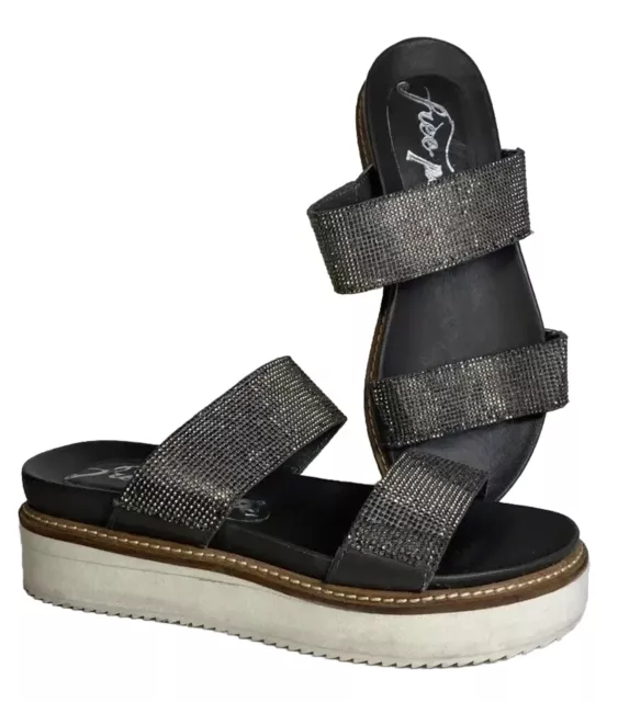 FREE PEOPLE Harper Sandals Size 6 US (36) Slides Shoes Embellished Glittery Gem