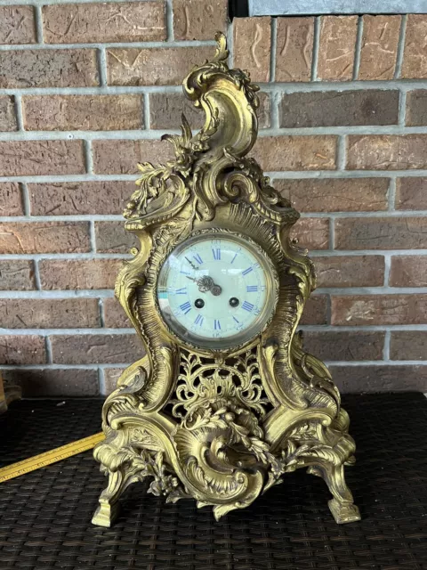 19C French Rococo Style Gilt Bronze Mantle Clock