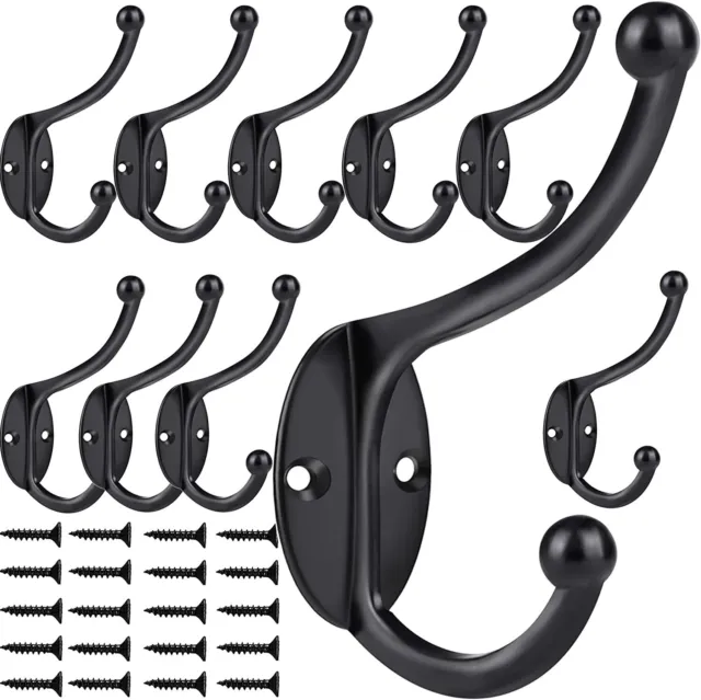 Coat Hooks Hanging With Screws Black Towel Wall Hooks 10 PCS NEW In USA