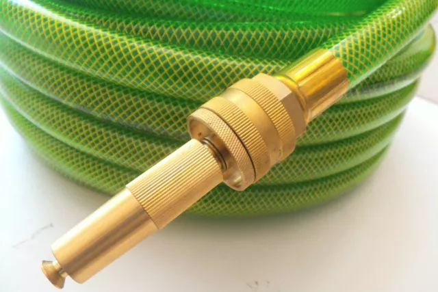 GARDEN HOSE LAWN FLEX WATERING PREMIUM 19mm 3/4" x 50m BRASS FITTINGS CRIMP UV