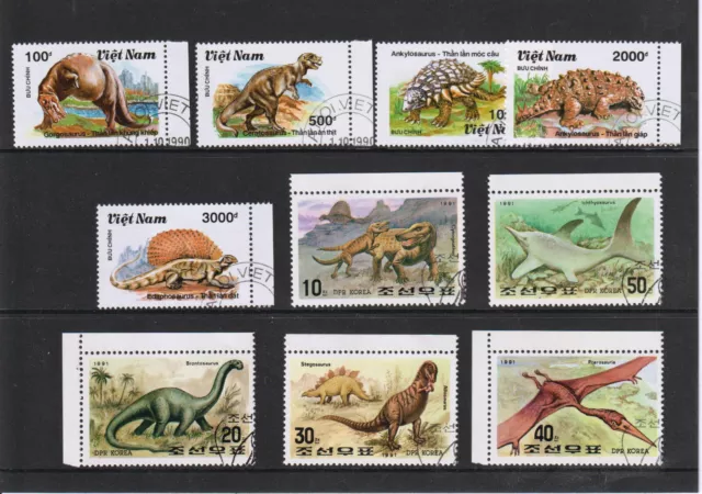 A X321 ) DINOSAURIER kleines Konvolut Viert Nam   DRP KOREA  gestempelt 10 Stk