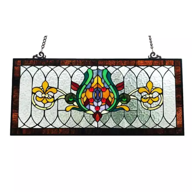 River of Goods Window Panel Stained Glass Handcrafted Decorative Hanging Chain