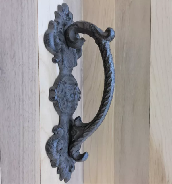 Large Rustic Cast Iron Lions Head Kings Door Handle Gate Pull Medieval Design