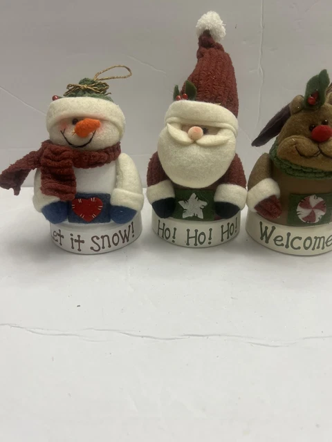 AVON 2005 WINTER BUDDIES HOLIDAY ORNAMENTS BELL SET. Santa, Snowman, Reindeer