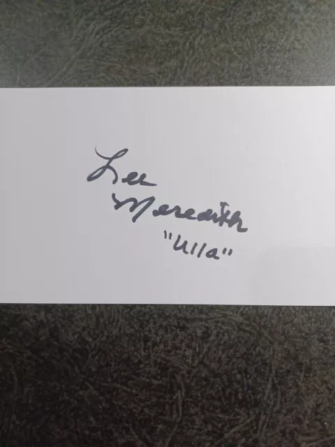 LEE MEREDITH as ULLA Hand Signed Autograph 3X5 INDEX CARD - ACTRES THE PRODUCERS