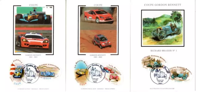 3795/800+ FDC 3 CARTES  1er JOUR  SUR  SOIE     COUPE  DE  GORDON  BENNETT