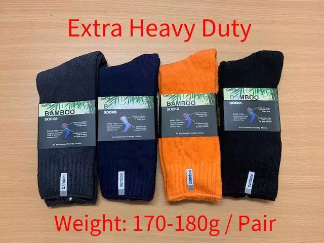 7 Prs Men Premium Thick 92% Bamboo Work Heavy Duty Sock business Black Blue Grey