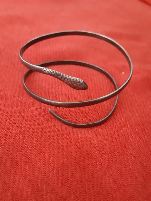 Bracelet Manchette Ancien Indo-chinois En Argent Avec Dragon - 59 Grammes