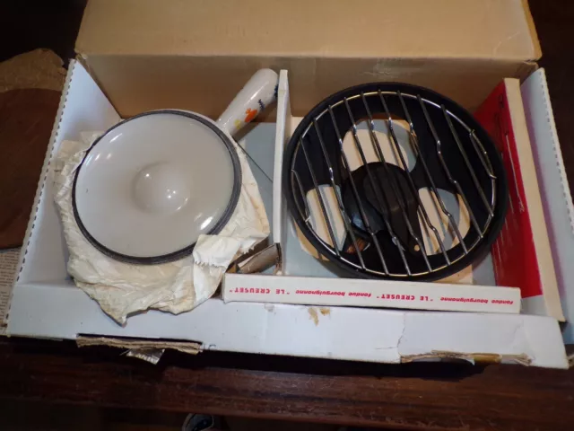 Ancien Service à Fondue Bourguignonne Le Creuset en Fonte Émaillée ( complet )