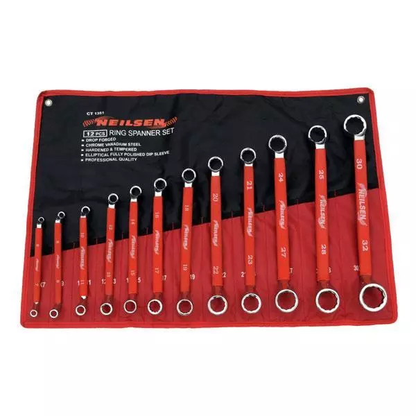 12pc Ring Spanner Set Metric Offset Double Ring 6 - 32mm Cr-v Quality