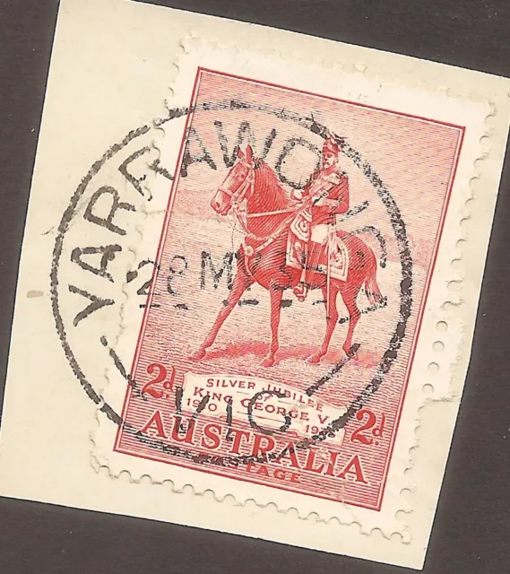 VICTORIA POSTMARK: YARRAWONGA / VIC on 2d KGV Jubilee (1935)