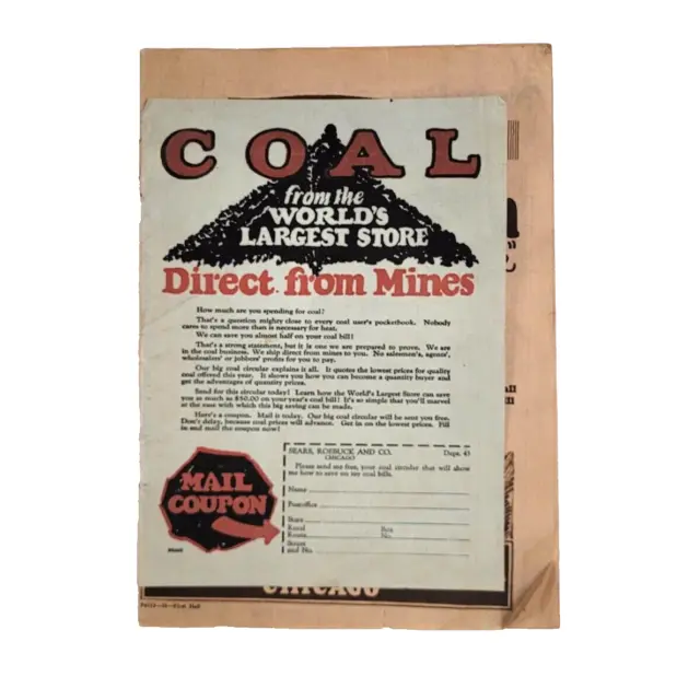 1925 Sears Roebuck & Co. Bargain Bulletin Catalog Coal Mining Corset Clothing Ad