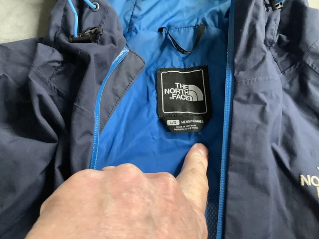the north face mens hyvent blue rain coat waterproof jacket L with hood 3