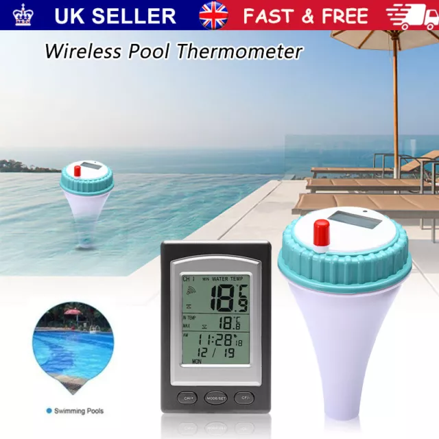 Wireless Digital Floating Swimming Pool Thermometer Bath Temperature Remote New~