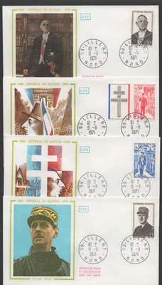 Lot 4 enveloppes 1er Jour Général de Gaulle Lille 1971