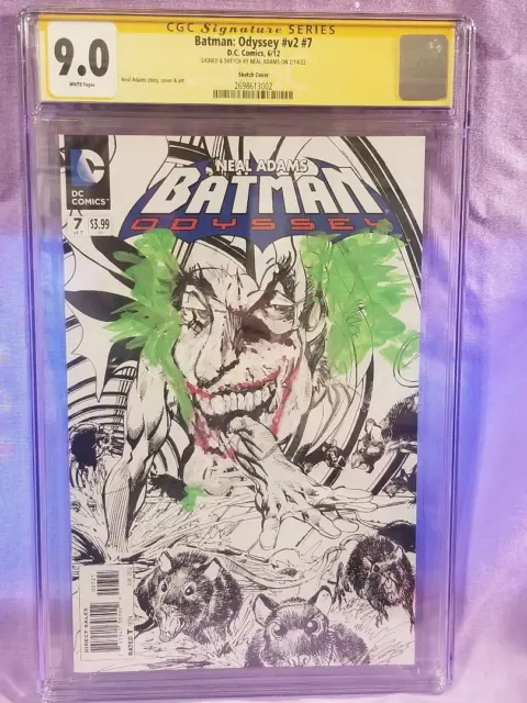 Batman Odyssey #7 Variant Cover SIGNED & COLOR JOKER SKETCH Neal Adams 9.0 CGC