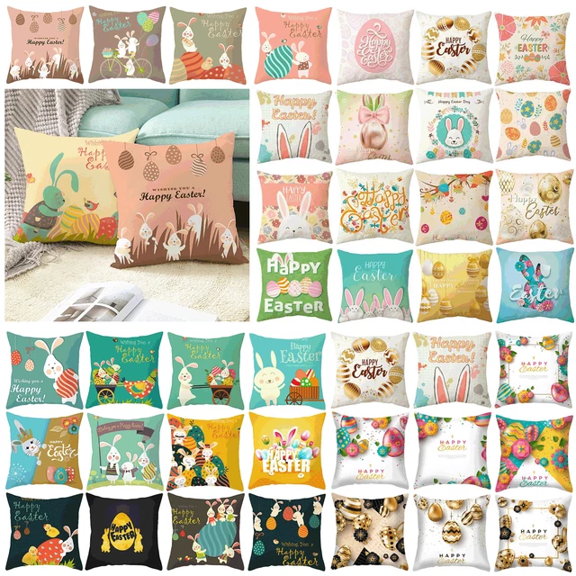 17" Easter Rabbit Egg Throw Cushion Cover Sofa Couch Pillow Case Home Decor