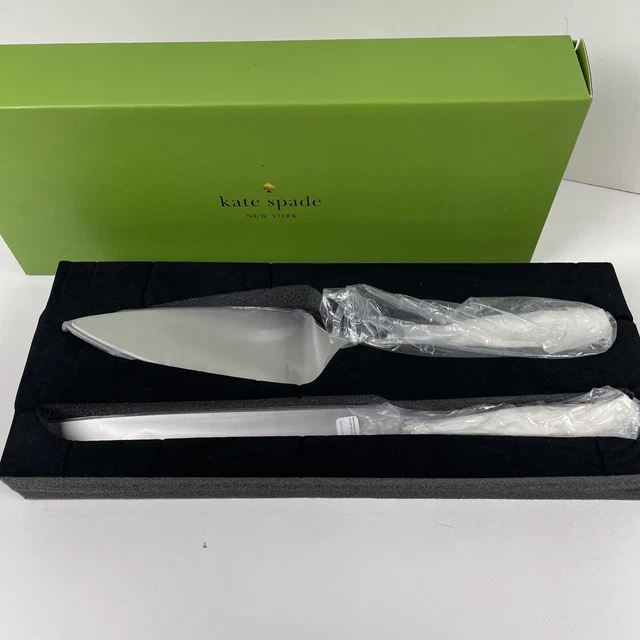 JUEGO DE CUCHILLOS Y SERVIDORES DE PASTELES DE BODA KATE SPADE LENOX ""Take the Cake"" Qué dulce es
