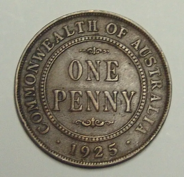 1925 Penny, scarce date, Good Fine. (gF)